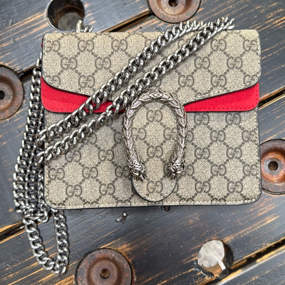 GUCCI Dionysus mini printed coated-canvas and suede shoulder bag - Hibiscus Red - Picture 3 of 17